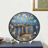 Gwiaździstej nocy nad rodanem Van Gogh zegar-sztuka ścienny zegarek cichy cichy okrągły zegar akrylowy do salonu dekoracja sypialni 4